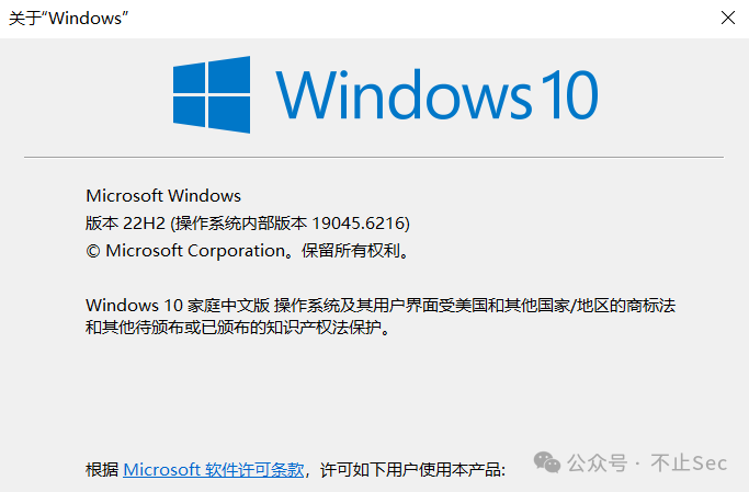 Windows 10 系统版本信息