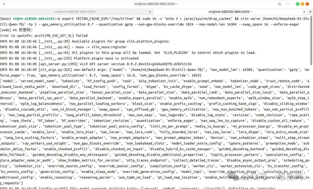 vLLM API服务器启动终端截图