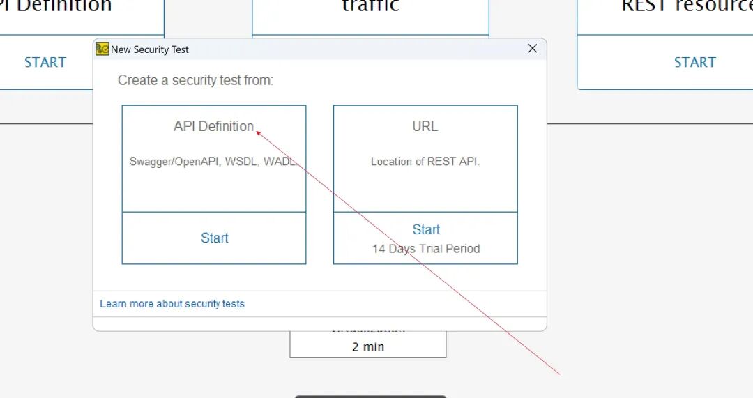 新建安全测试窗口，选择API定义来源