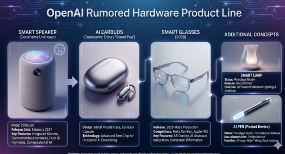 OpenAI传闻硬件产品线概念图