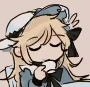 闭眼思考的卡通女孩