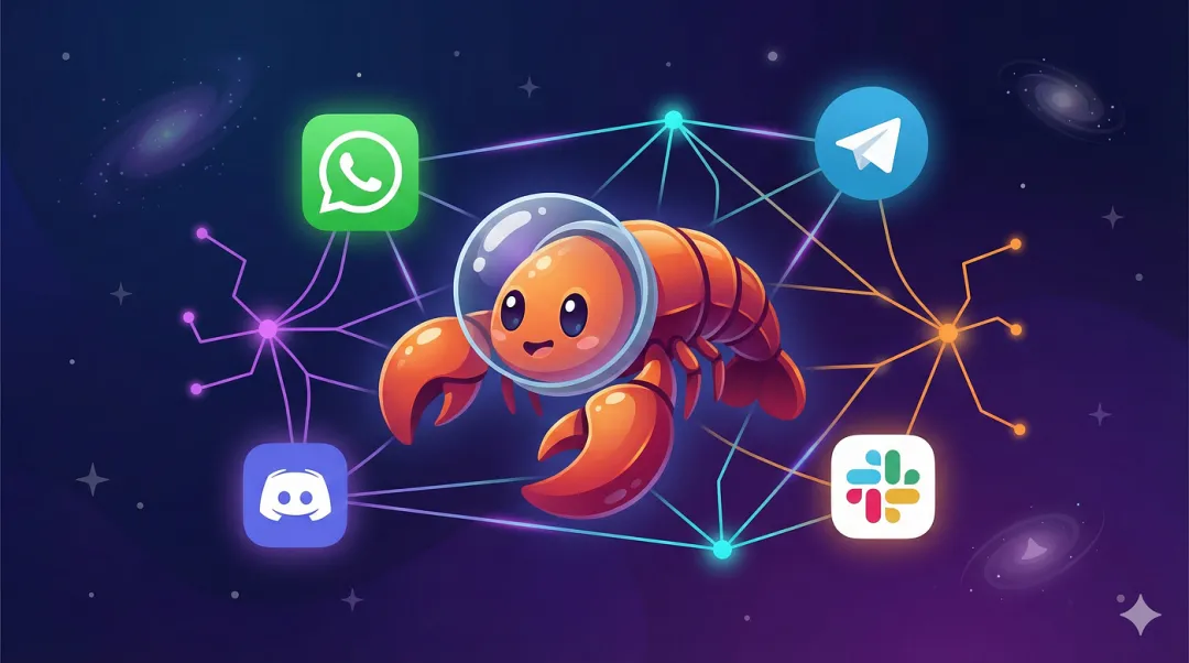 Clawdbot连接多个通讯应用的架构示意图