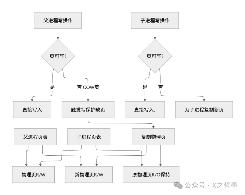进程写时复制COW流程图
