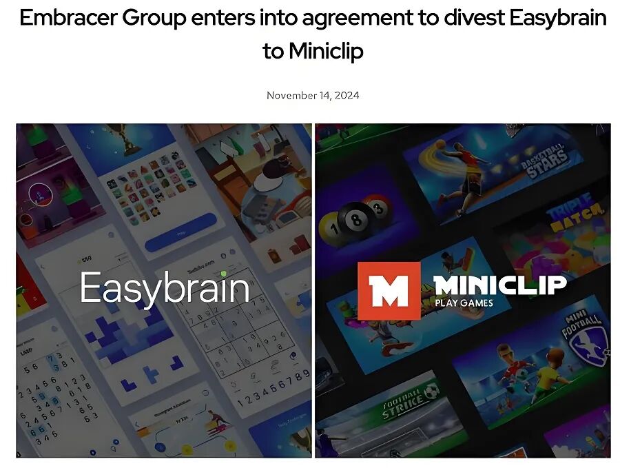 Embracer Group与Miniclip达成协议剥离Easybrain新闻图