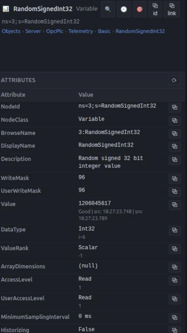 DruOPC 变量属性详情:RandomSignedInt32 属性表格