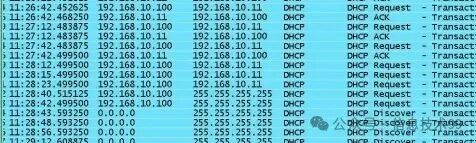 DHCP续租请求抓包截图