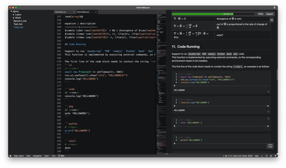 Yank Note代码运行示例:JavaScript、PHP、Python、Shell