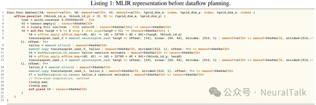 数据流规划前的MLIR表示