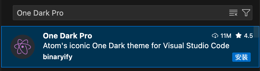 搜索One Dark Pro