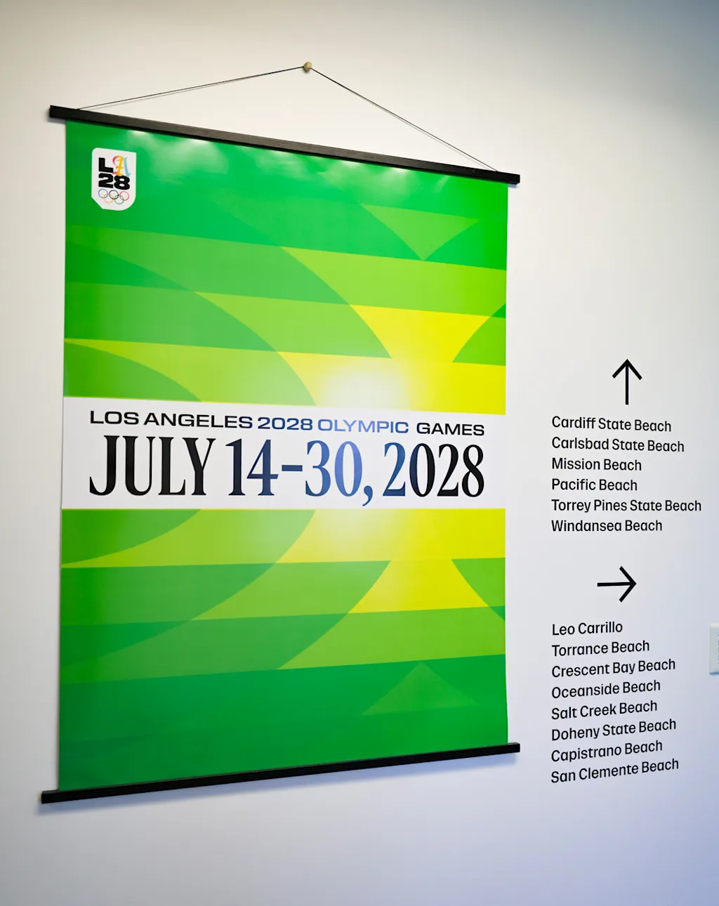应用LA28视觉系统的奥运会官方海报(含赛事日期)