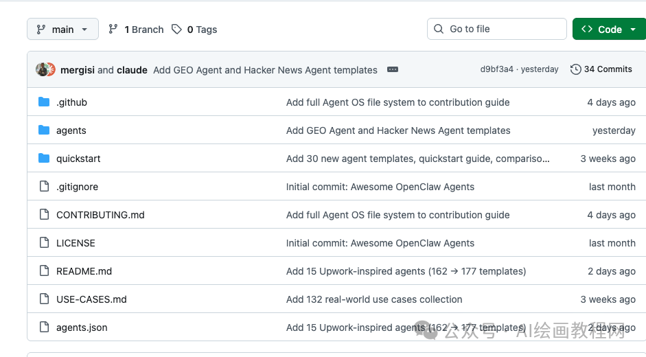 Awesome OpenClaw Agents 项目文件结构截图