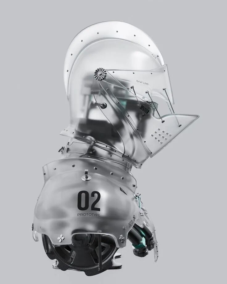 未来主义透明面罩机械头盔