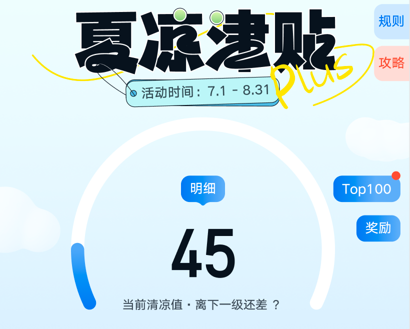 夏凉津贴活动页面中的半环形进度条