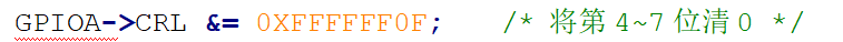 GPIO寄存器清零操作代码示例