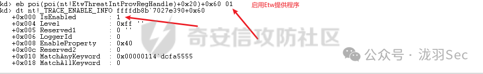 使用eb命令重新启用ETW提供程序