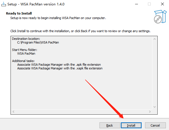 确认安装 WSA PacMan
