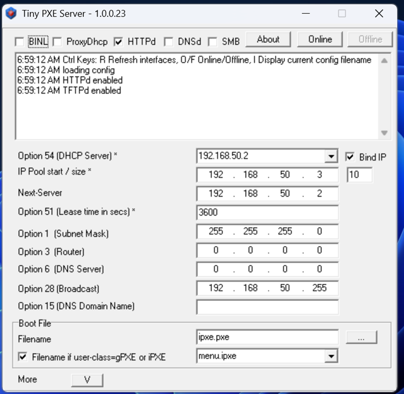 Tiny PXE Server 主界面