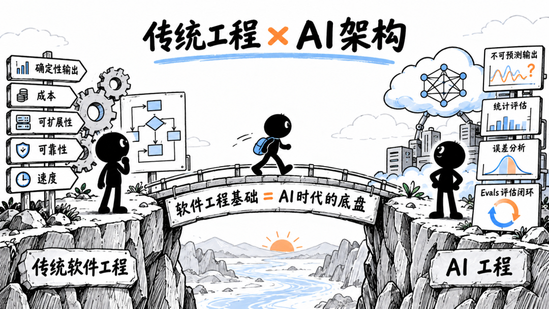 传统软件工程与AI工程桥梁图