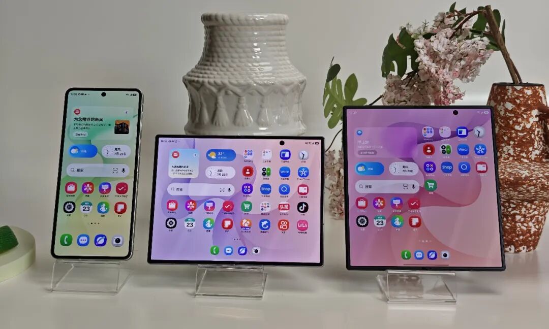 Galaxy Z8系列三款折叠屏手机陈列对比