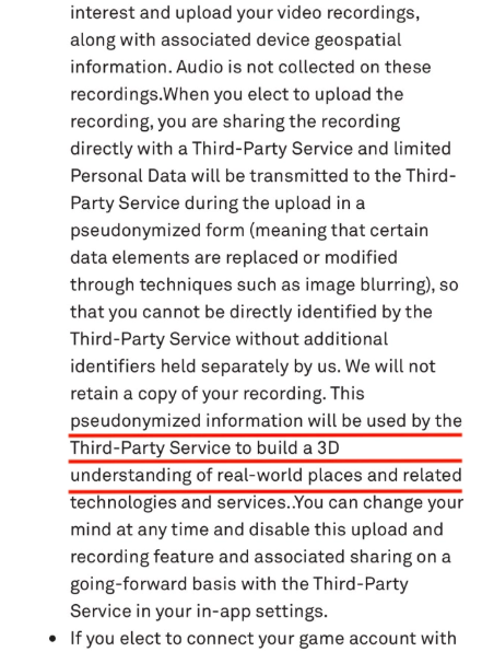 Niantic隐私条款截图