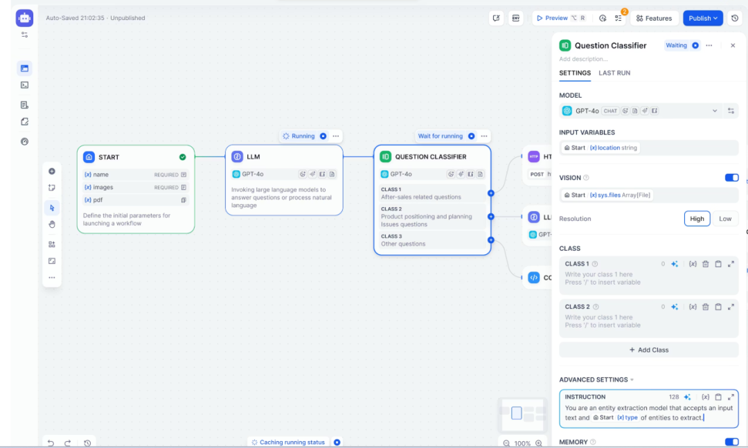 Dify工作流设计界面截图