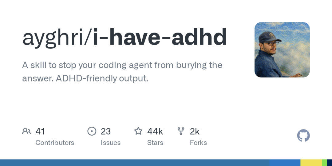GitHub 仓库 i-have-adhd 主页截图