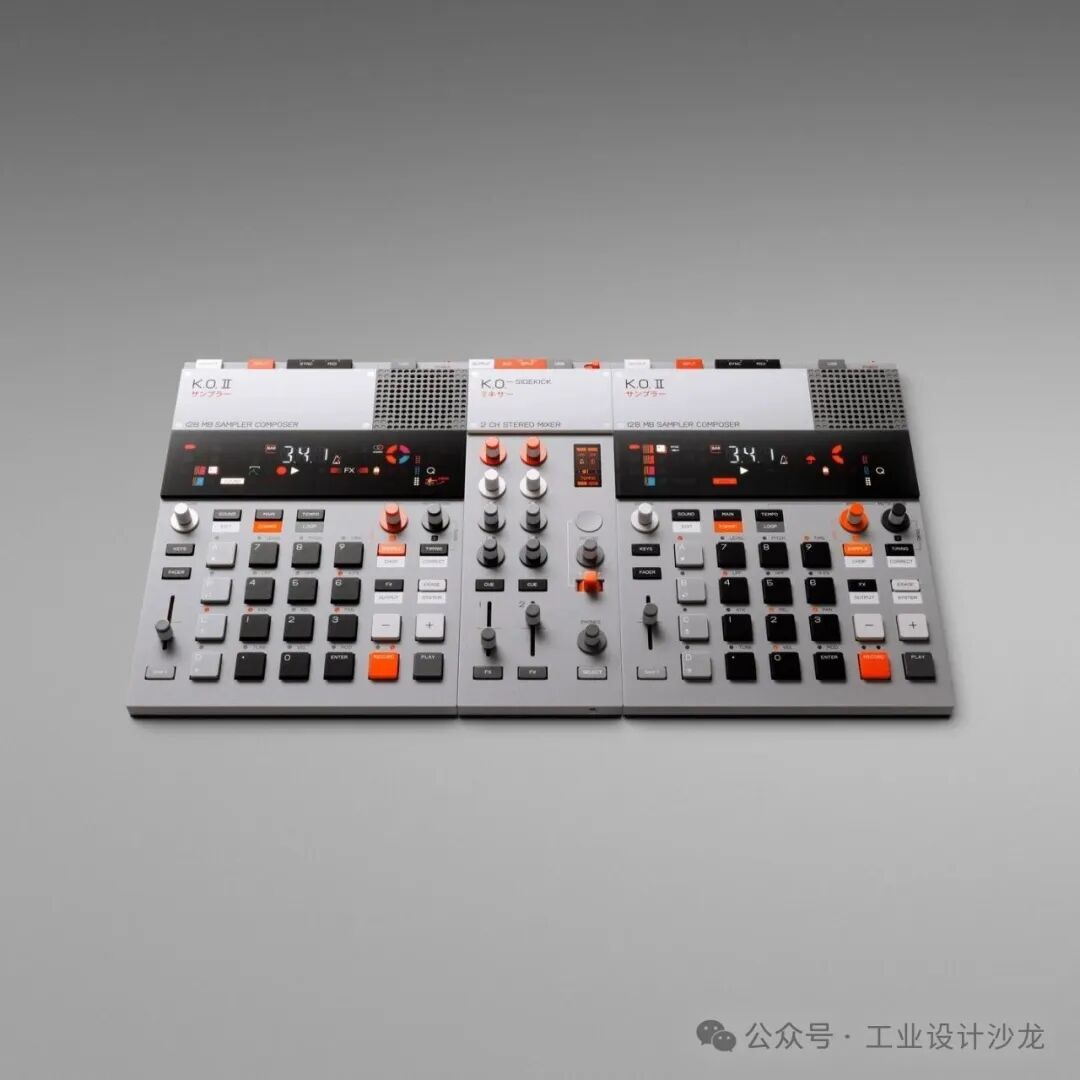 三台并排摆放的K.O.系列便携音乐制作设备