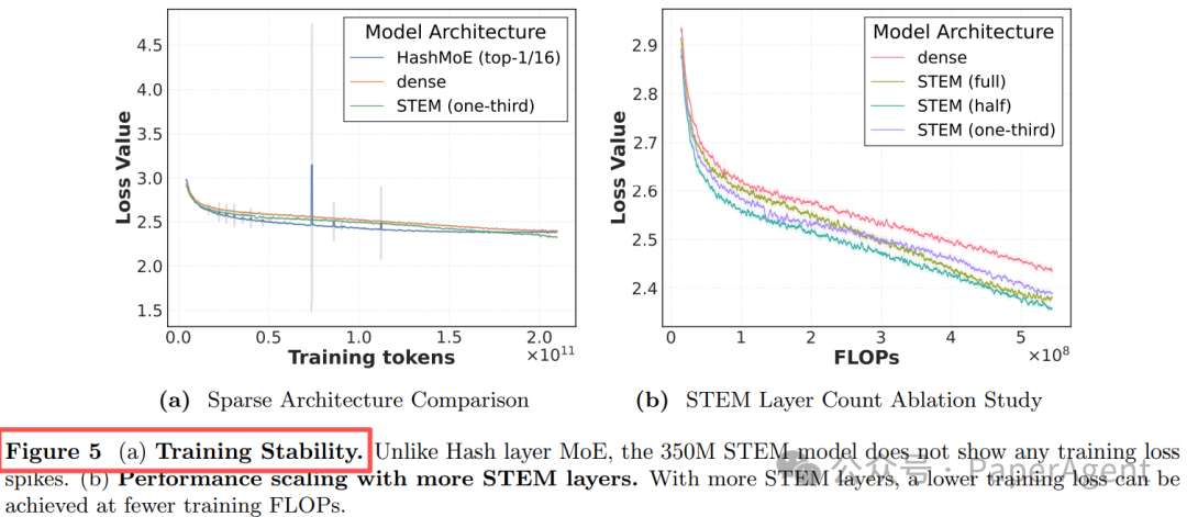 STEM与Hash-MoE训练稳定性对比图