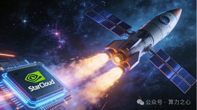 科幻概念图：搭载NVIDIA芯片的卫星在太空中飞行