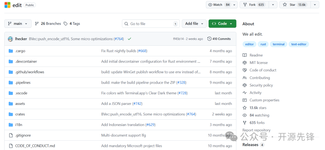 Edit的GitHub仓库页面截图