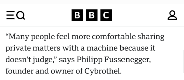 BBC网站关于Cybrothel创始人的引述