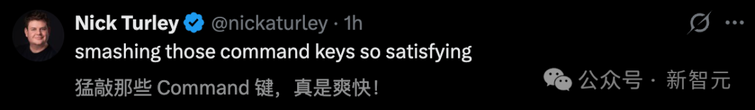 开发者猛敲Command键表示爽快的推文