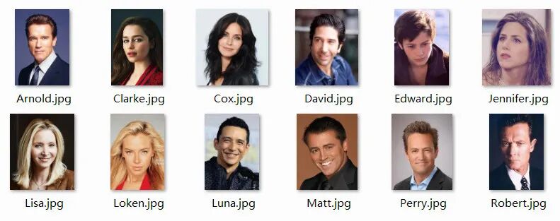 用于人脸注册的训练图片示例