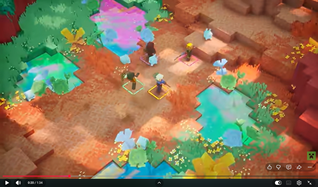 Minecraft Dungeons II低多边形风格游戏场景截图,等轴测视角展示自然环境