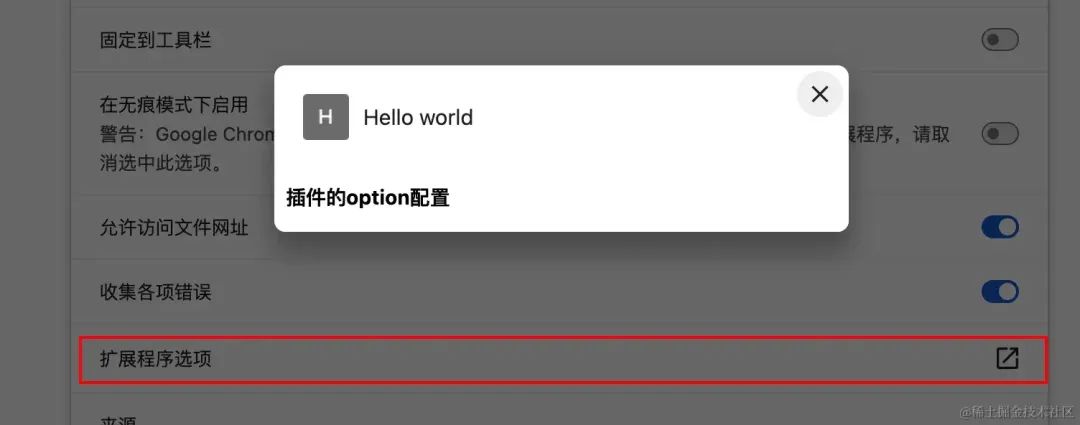 扩展程序选项入口截图