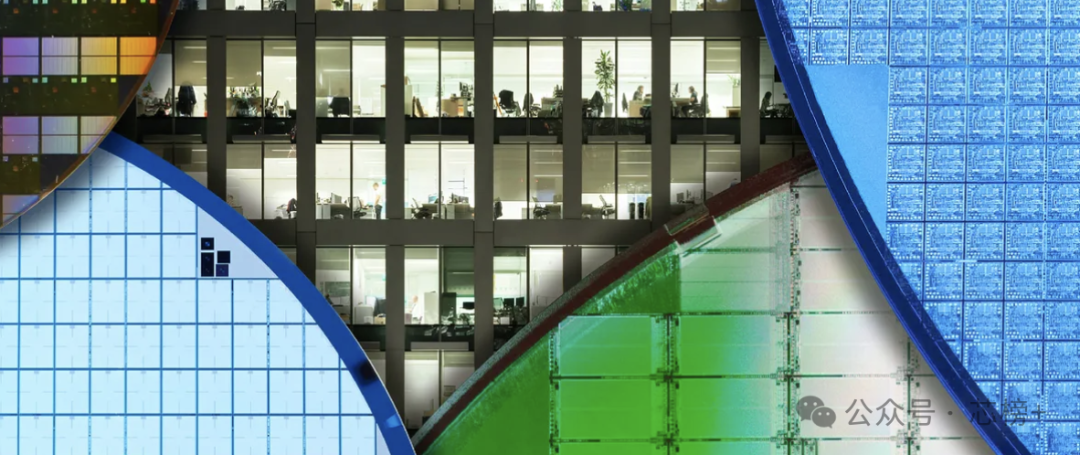 现代办公楼与半导体晶圆融合图