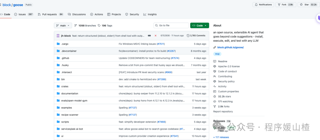 Goose项目在GitHub上的仓库页面截图，显示其拥有超过3.2万Star