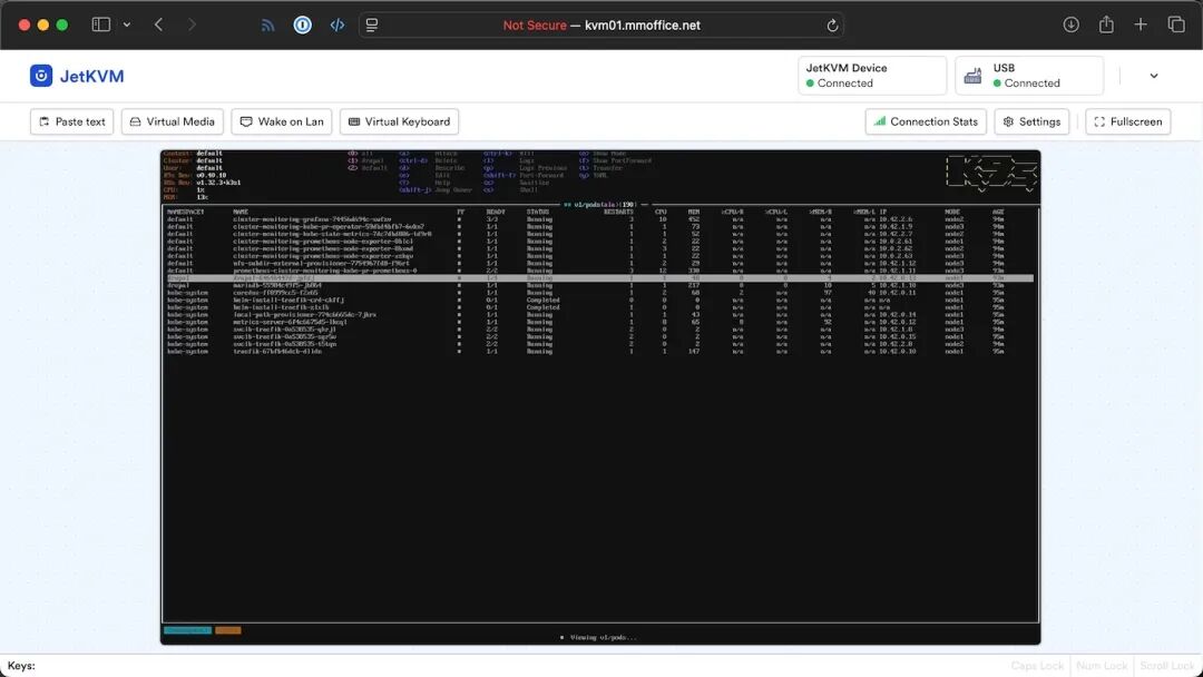 Lamp Rack JetKVM K9s CLI