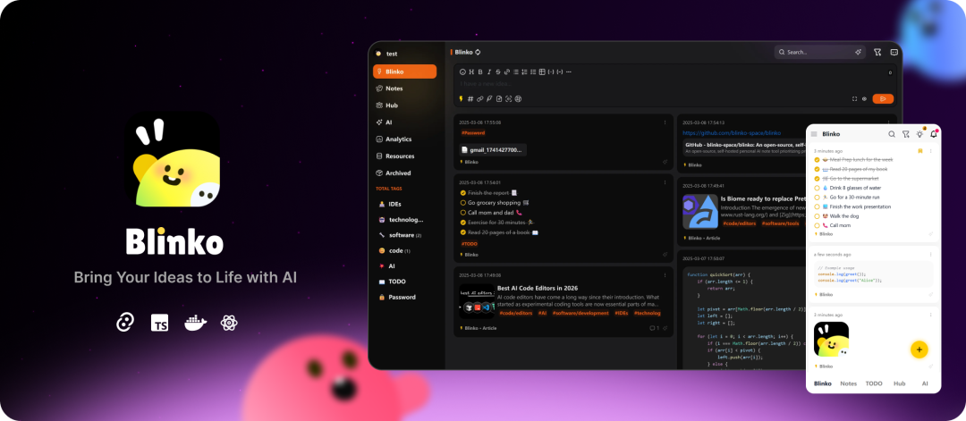Blinko AI卡片笔记工具界面截图
