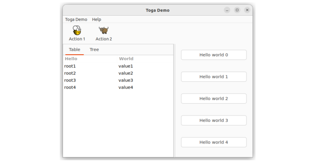 Toga Demo应用运行效果截图