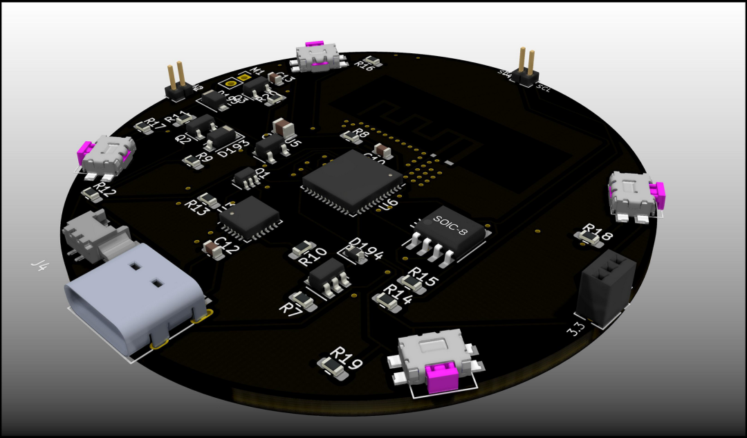 PCB母板3D渲染图斜俯视图