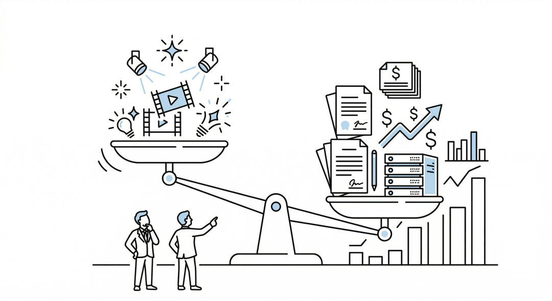 创意与商业回报权衡天平图