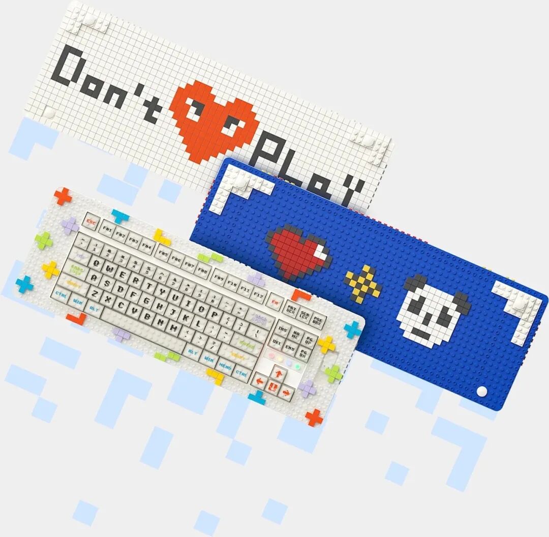 乐高积木像素艺术键盘与装饰板