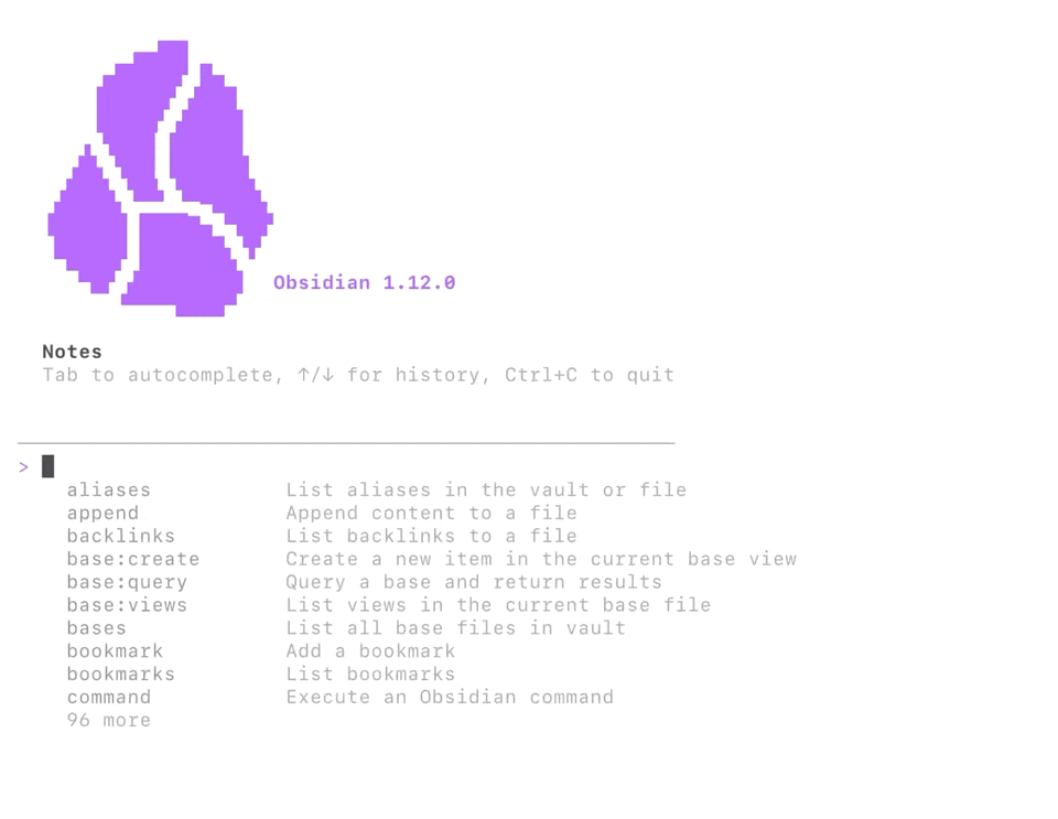 Obsidian CLI界面截图