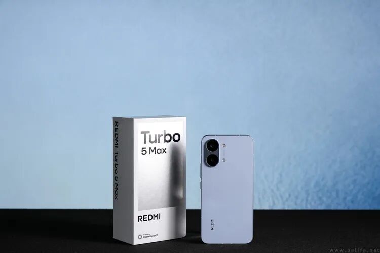 REDMI Turbo 5 Max 手机与包装盒展示