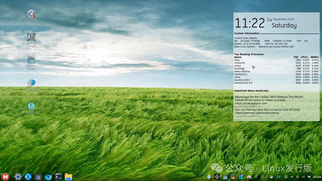 MakuluLinux LinDoz 版桌面界面