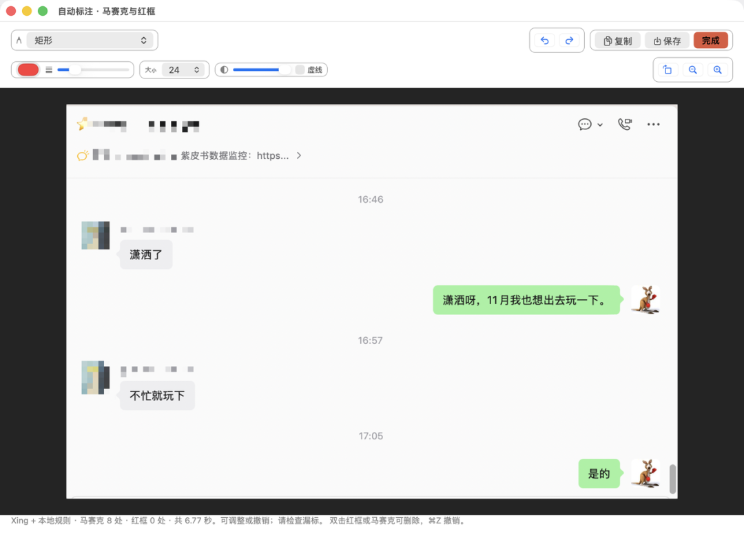 Ta自动标注马赛克与红框处理效果