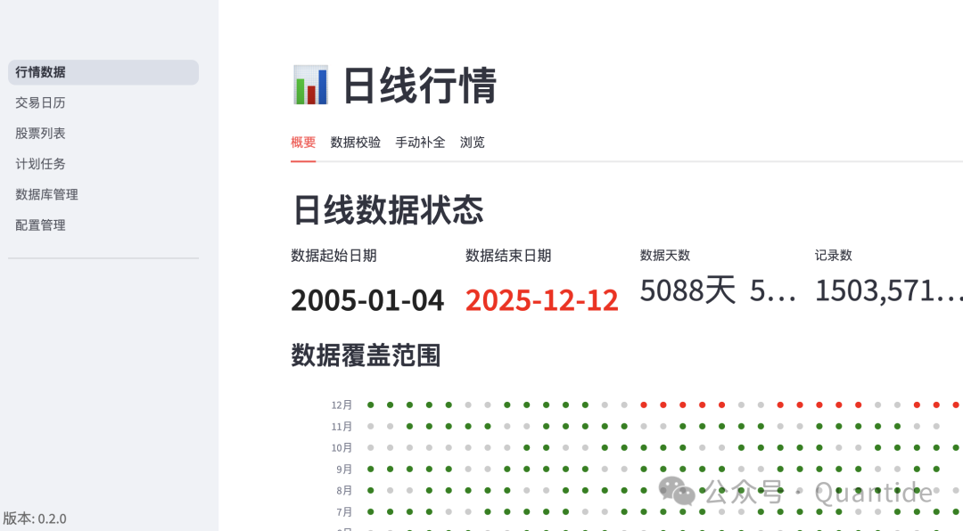 使用 Streamlit 开发的量化数据管理后台