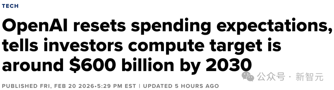 关于OpenAI重置支出预期的英文新闻标题截图